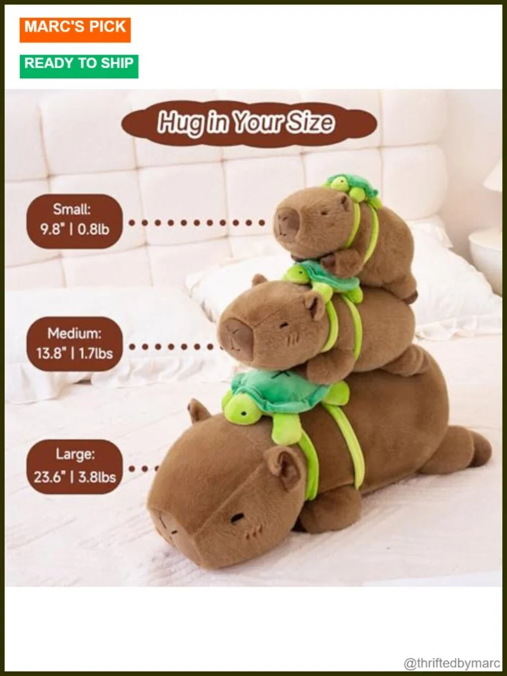 Weighted Capybara Stuffed Animal Plush with Turtle Backpack, 13.8 Inch, 1.7